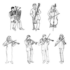 Sketch of musicians, orchestra © cat_arch_angel