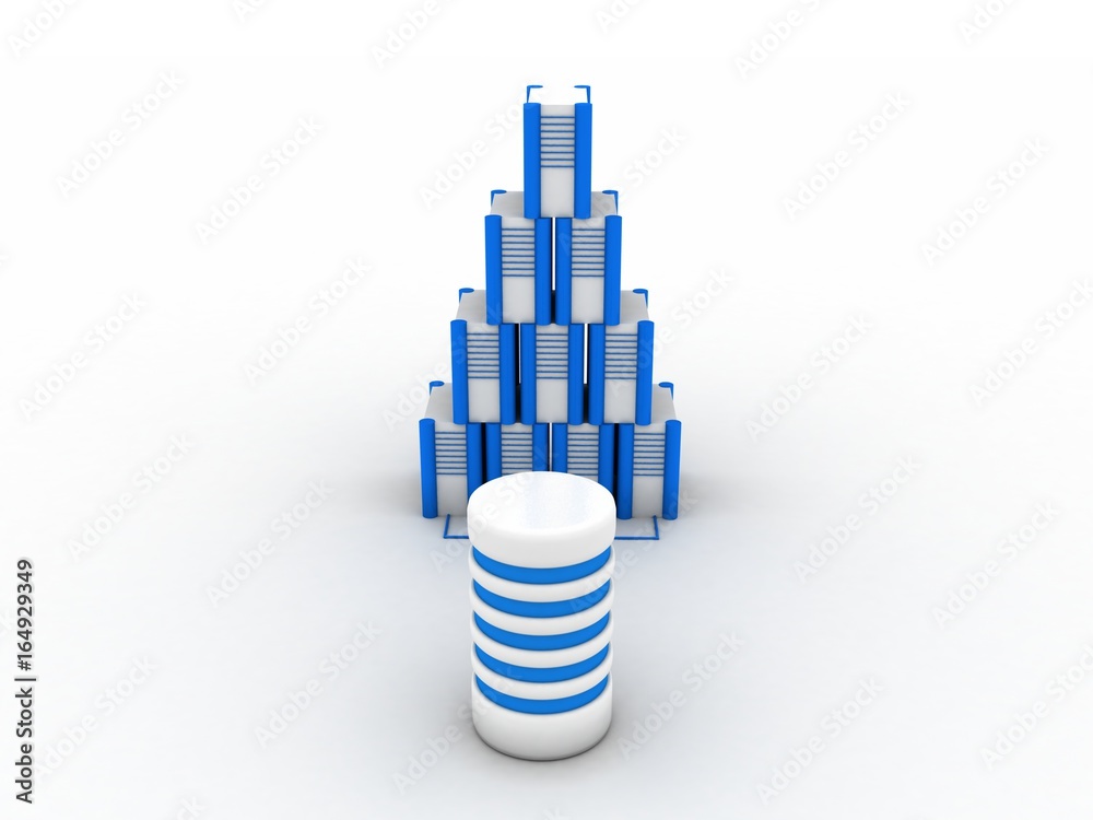 Poster 3d rendering database storage data base in laptop