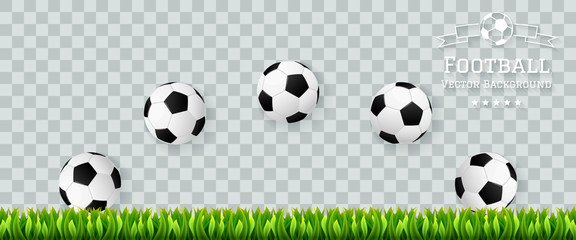 Vector football banner with soccer ball trajectory path - obrazy, fototapety, plakaty
