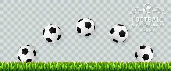 Fotobehang Vector football banner with soccer ball trajectory path © Mint Fox