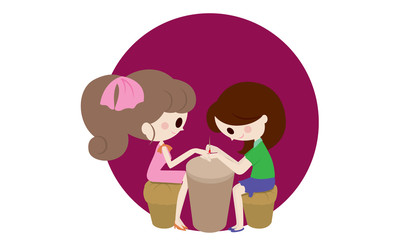 womans in nails salon