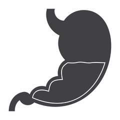 Gastroenterology concept with human stomach, vector silhouette