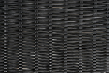 Wicker wooden background. Rattan woven top view closeup. Rattan chair interlace of natural material. Ecologic craft. Black basketry furniture. Asian handcraft banner template picture. Tradition weave