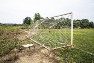 Fototapeta premium soccer field grass Goal at the stadium Soccer field