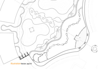 Architectural background, architectural plan, construction drawing landscape