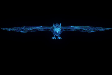 Dragon in Hologram Wireframe Style. Nice 3D Rendering
- 164933387