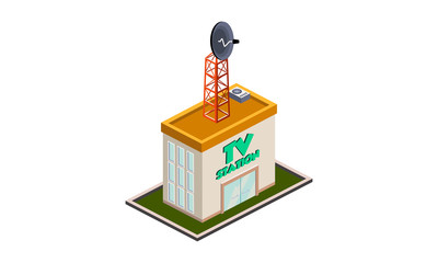 isometic building tv station