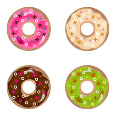 Fototapeta premium Donuts, a set of donuts. Sweet, cake, cookies, cream