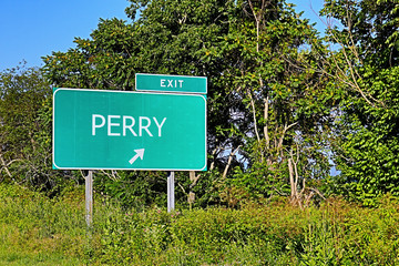 US Highway Exit Sign For Perry