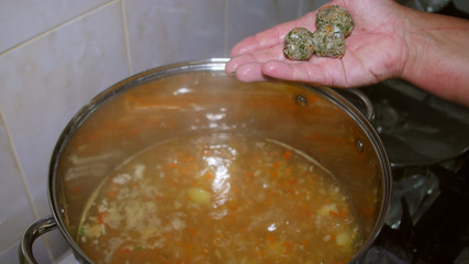 Traditional fish ball soup from Danube delta