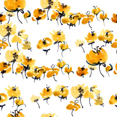 Fototapeta premium Yellow flowers pattern