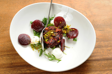 Raw Green Beet and Arugula Salad with Feta
