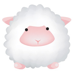 Cute sheep isolated on white background. Farm vector illustration