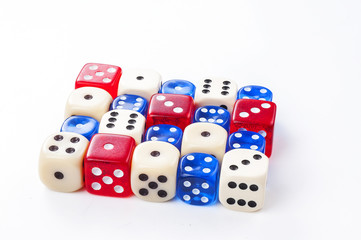 Colorful dice isolated on white