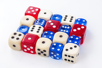 Colorful dice isolated on white
