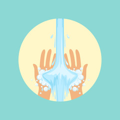 Obraz premium Washing hands with water round vector Illustration