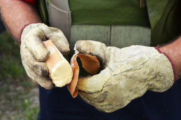 C4 plastic explosives in hand