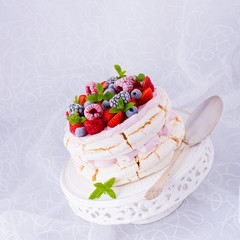 Pavlova with berry fruits