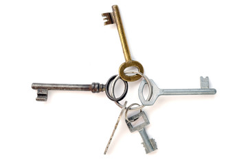 Vintage metal key isolated on white background