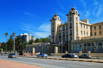 Fototapeta na wymiar Mercosur Parliament building along the bank of Rio de la Plata i