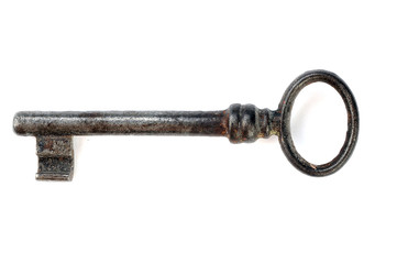 Vintage metal key isolated on white background