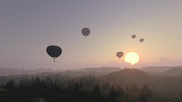 Hot Air Balloons in the misty sunset