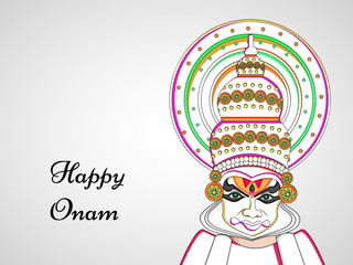 illustration of Hindu Festival Onam background. Onam is a Hindu festival celebrated in the state of Kerala in India. kathakali dance and boat race held during onam festival