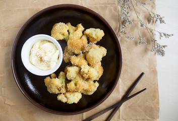 Vegetarian food cauliflower fried