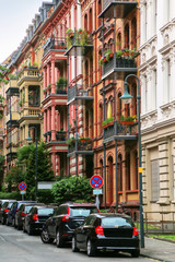 Row of residential houses in city center of Wiesbaden, Hesse, Germany