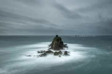 The Armed Knight rock at Land's End in Cornwall.