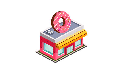 isometic building cake store