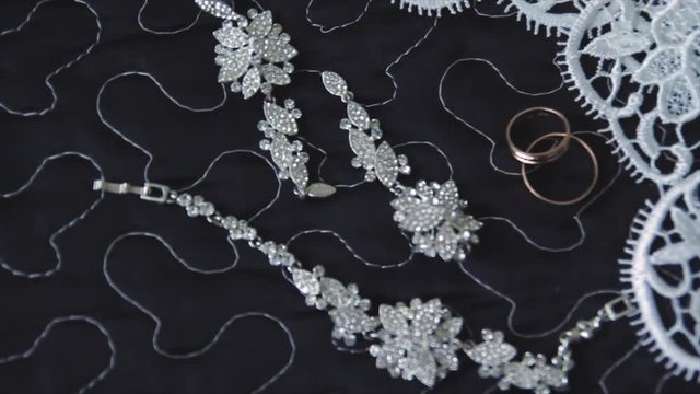 Rings newlyweds and a bride bouquet with accessories