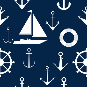 Wallpapers of anchors and steering wheels, marine themes.