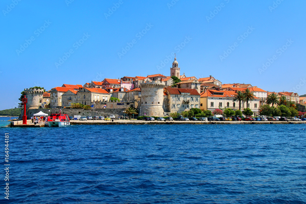 Wall mural view of korcula old town, croatia