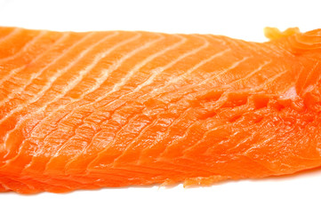 Fresh salmon steak filet (side view)