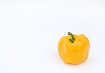 Yellow bell pepper isolated on white background.