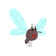 Cute cartoon midge character vector Illustration