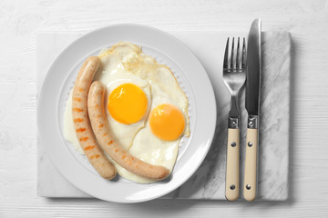 Delicious breakfast with over easy eggs on board