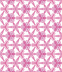 Floral Hand Drawn Black and Red Repeating Design Vector