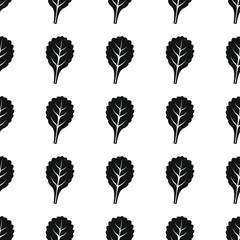 Spinach black simple silhouette vector seamless pattern. Black vegetable stylish texture. Repeating spinach vegetables seamless pattern background for vegetable design and web