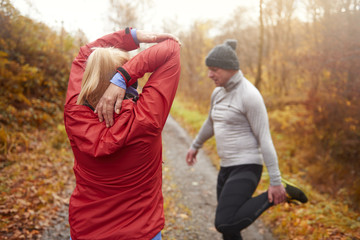 Fototapeta premium Senior couple preparing to jogging