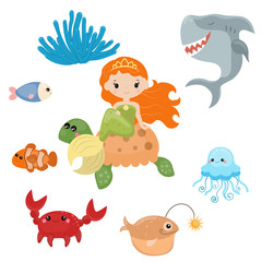 Obraz premium Cute girl mermaid