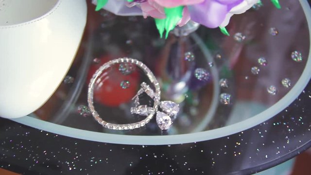 Rings newlyweds and a bride bouquet with accessories