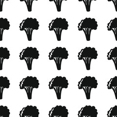 Broccoli black simple silhouette vector seamless pattern. Black vegetable stylish texture. Repeating broccoli vegetables seamless pattern background for vegetable design and web