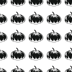 Pumpkin black simple silhouette vector seamless pattern. Black vegetable stylish texture. Repeating pumpkin vegetables seamless pattern background for vegetable design and web