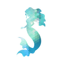 Silhouette of mermaid - obrazy, fototapety, plakaty