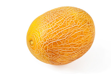 Ripe delicious yellow melon, isolated on white
