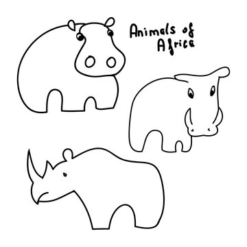 Animals of Africa outlines