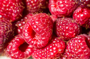 Fresh Tasty Raspberries Closeup Shot 