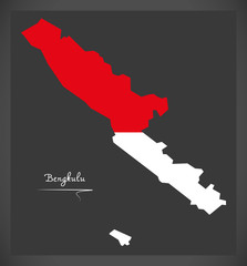 Bengkulu Indonesia map with Indonesian national flag illustration